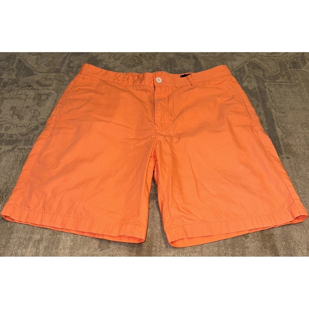 Vineyard Vines Shorts Mens Sz 35 Chino‎ Orange  Flat Front Whale Club Casual